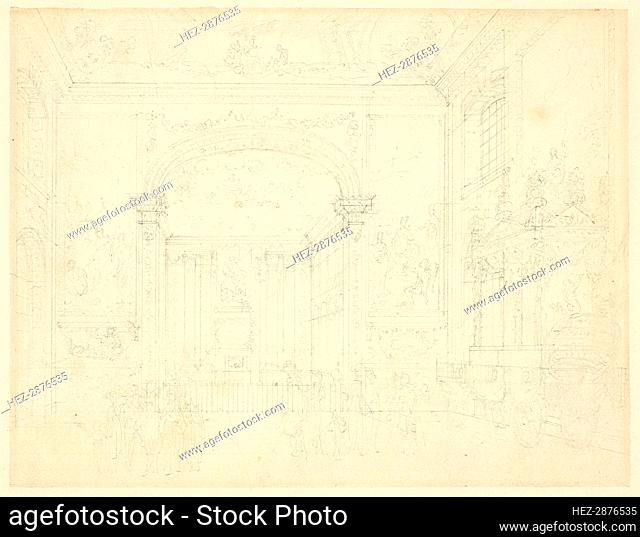 Study for Greenwich Hospital: The Painted Hall, from Microcosm of London, c. 1810. Creator: Augustus Charles Pugin