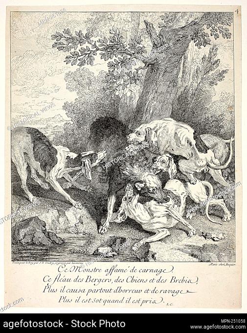 The Wolf at Bay - Jean-Baptiste Oudry French, 1686-1755 - Artist: Jean-Baptiste Oudry, Origin: France, Date: 1706–1755, Medium: Etching on ivory laid paper