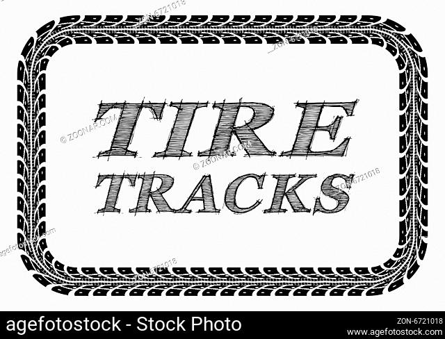 Tire tracks frame in the form of a rectangle. Vector illustration on white background
