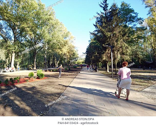 Newly designed green spaces in the park in Babi Yar in Kiev, Ukraine, 17 September 2016. During the German occupation from September 1941 until November 1943