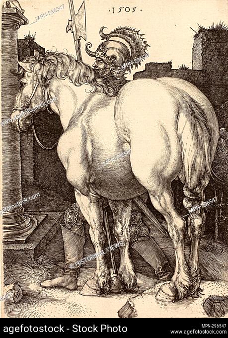 Author: Albrecht Drer. The Large Horse - 1505 - Albrecht Drer German, 1471-1528. Engraving in black on ivory laid paper. 1505'1506. Germany