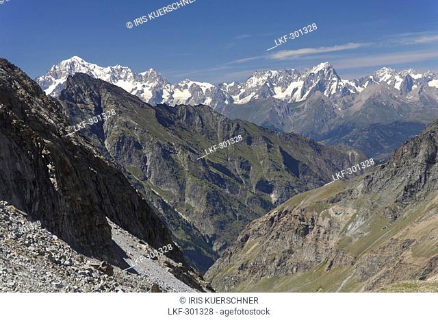 View to Mont Blanc massif, Aosta valley, Italy