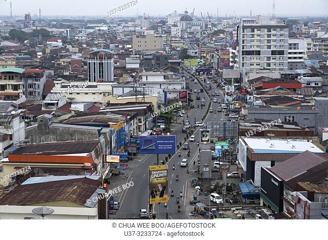 View of Pontianak town from hotel room, West Kalimantan, Indonesia