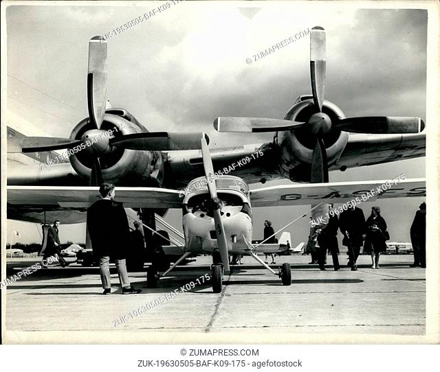 May 05, 1963 - Biggest And Smallest At Biggin Hill. At the four-day Air Fair which opened at Biggin Hill with the object of promoting public interest in civil...