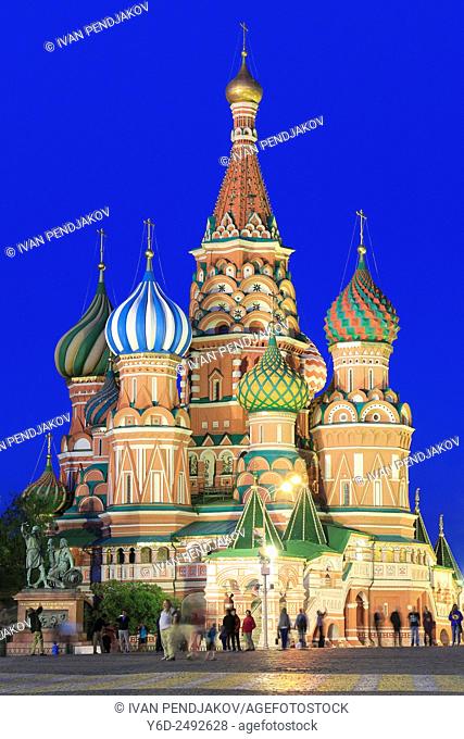 Saint Basil's Cathedral at Dusk, Red Square, Moscow, Russia