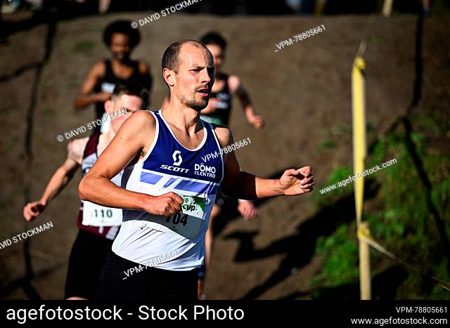 Belgian athlete Pieter-Jan Hannes pictured in action during the men's race at the CrossCup cross country running athletics event in Roeselare