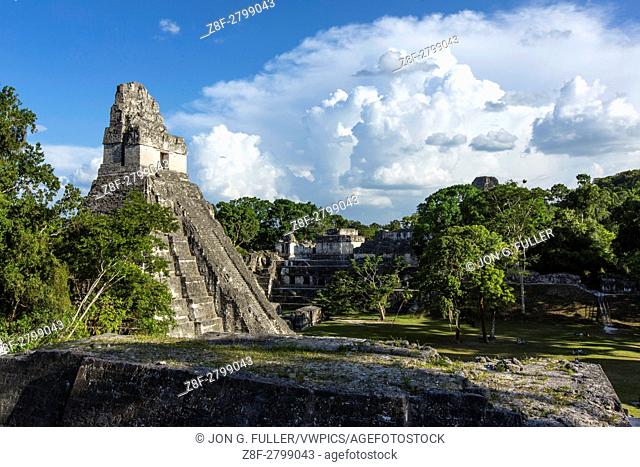 Temple I, or Temple of the Great Jaguar, is a funerary pyramid dedicated to Jasaw Chan K'awil, who was entombed in the structure in AD 734