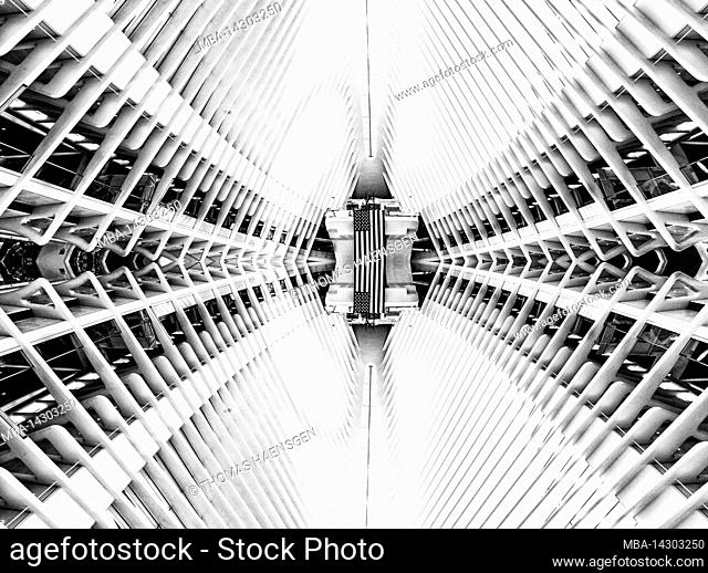 49 Street, New York City, NY, USA, World Trade Center Transportation Hub or Oculus designed by Santiago Calatrava architect in Financial District Inside