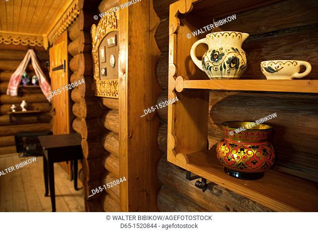 Russia, Black Sea Coast, Sochi-area, Dagomys, interior of traditional Russian tea house