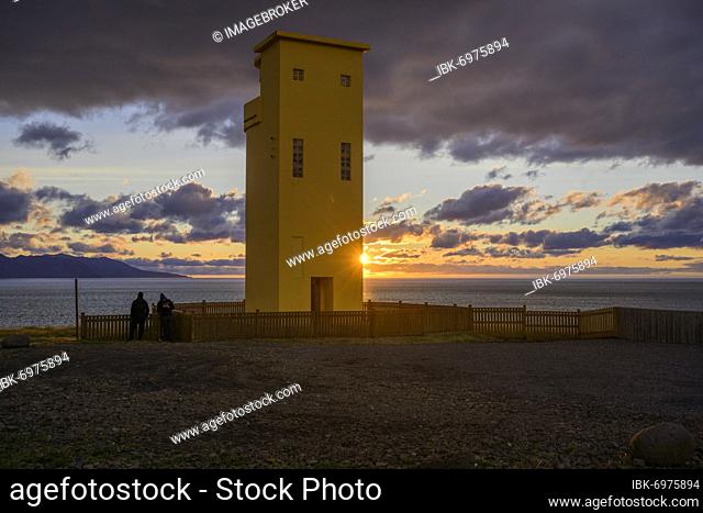 Lighthouse at sunset, Húsavik, Norðurland eystra, Iceland, Europe