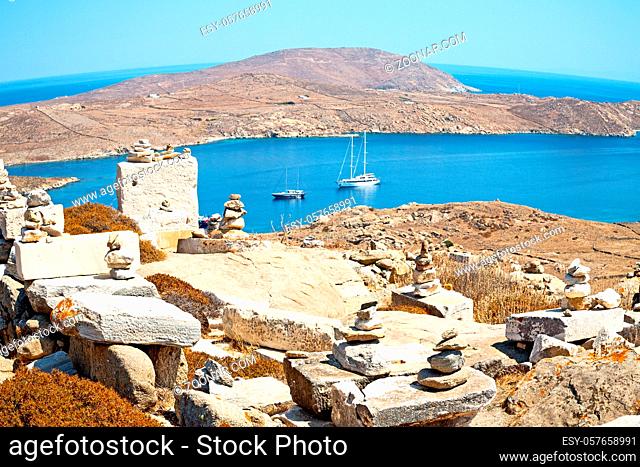 in delos     greece the historycal acropolis and     old ruin site