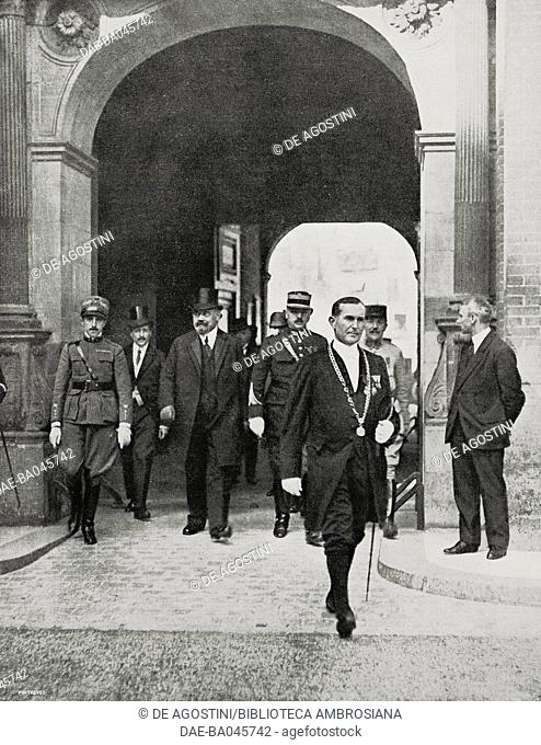 Leader of the Austrian delegation Karl Renner exits from the Castle of St. Germain after the signature of the Treaty of Saint-Germain-en-Laye that establishes...