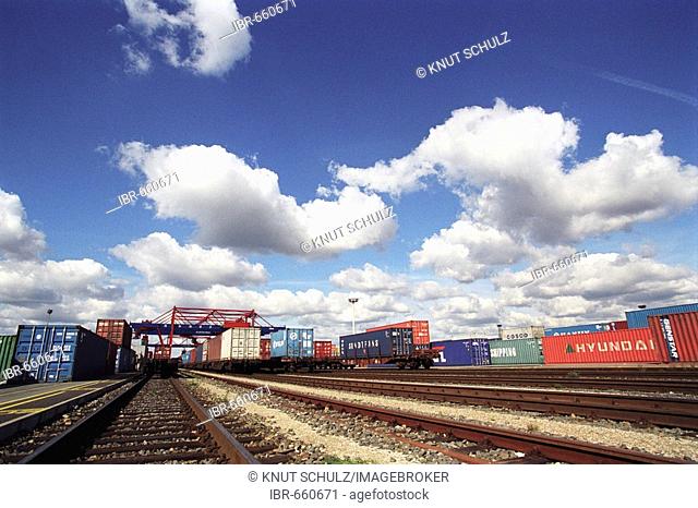 Freight trains at the port in Hamburg, Germany