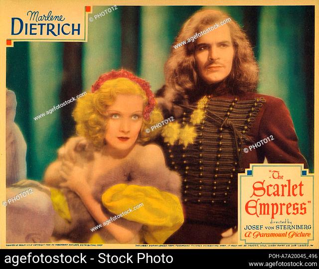 The Scarlet Empress  Year: 1934 - USA Director: Josef von Sternberg Marlene Dietrich, John Lodge Lobbycard Restricted to editorial use