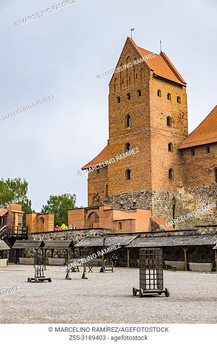 Courtyard, Trakai Island Castle. Trakai, Vilnius County, Lithuania, Baltic states, Europe