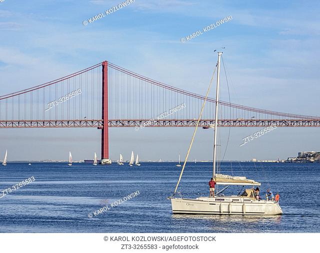 25 de Abril Bridge seen from Belem, Lisbon, Portugal