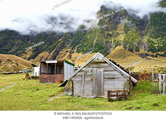View of 'the potato patch' on Tristan da Cunha, 'the most remote inhabited location on Earth', South Atlantic Ocean  MORE INFO The Tristan da Cunha Island Group...