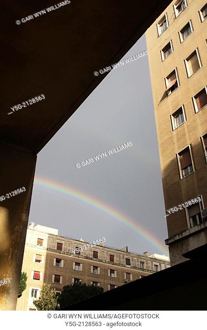 Rome, Italy. 12th Feb 2014 Rainbow appears after heavy rain in Rome Italy