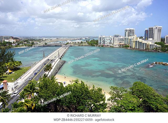 The Condado Plaza Hilton hotel Condado Lagoon, Condado Beach & Dos Hermanos Bridge-San Juan, Puerto Rico