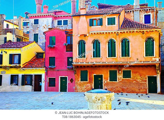 Italy, Venice, San Marco, Colorful Houses