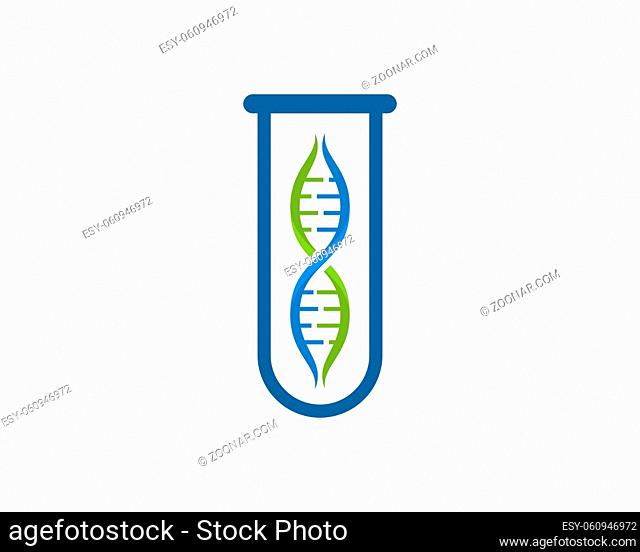 Bottle laboratory with DNA symbol inside