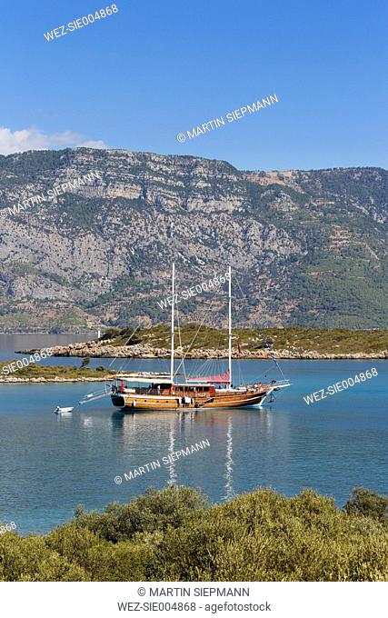 Turkey, Gulf of Goekova, Tourboat at Sedir Island