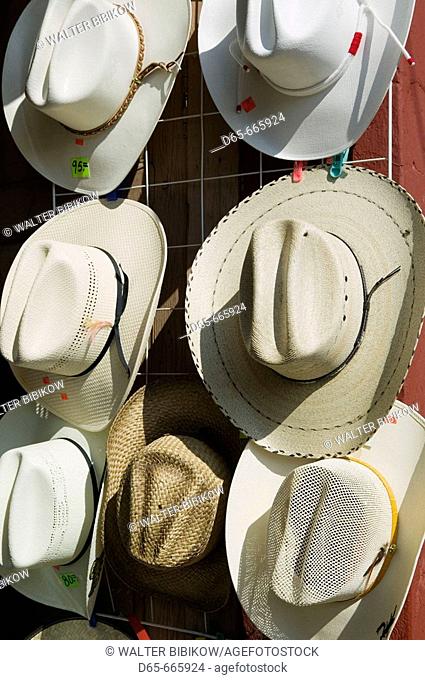 MEXICO-Guanajuato State-Delores Hidalgo: Town Market- Cowboy Hats for Sale