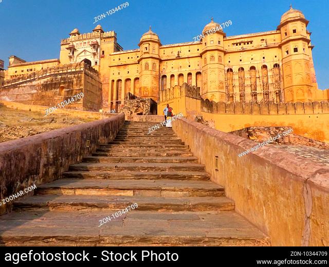Amber Fort near Jaipur, Rajasthan, India. Amber Fort is the main tourist attraction in the Jaipur area