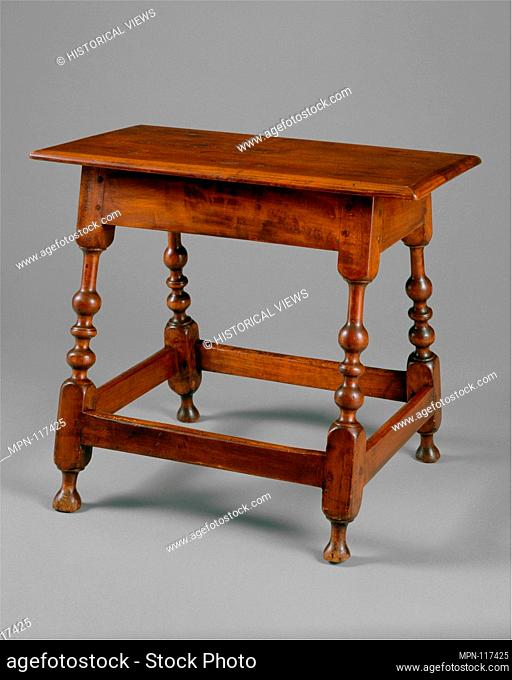 Joint Stool. Date: 1700-1725; Geography: Made in New England, United States; Culture: American; Medium: Maple; Dimensions: 21 1/2 x 26 x 15 in. (54