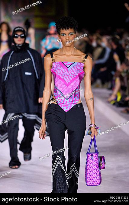 New Zealand model Stella Maxwell walks the runway at the Versace