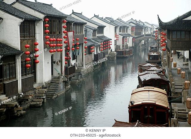 Waterway of the anicent street -Shantang Street in Suzhou, China