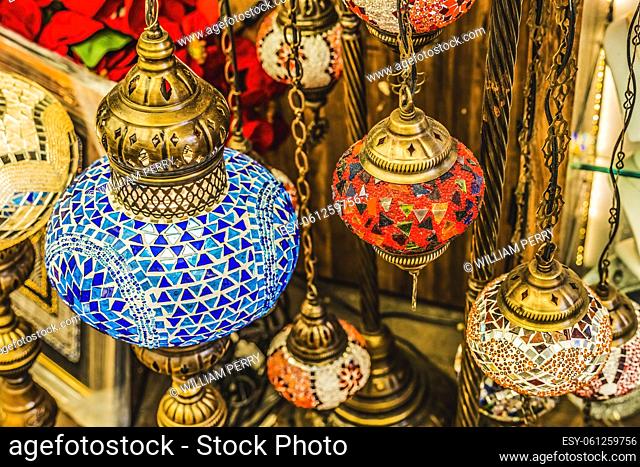 Colorful Turkish Morrocan Mosaic Glass Brass Lamps Little Havana Miami Florida