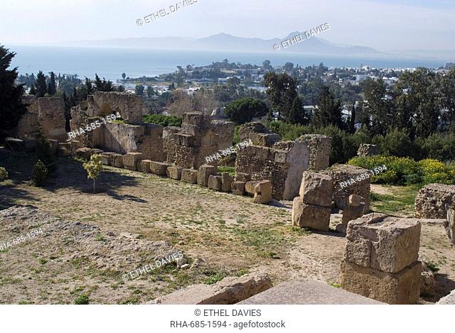 Byrsa Hill, looking down on the ancient port at the original Punic site at Carthage, near Tunis, Tunisia, North Africa, Africa