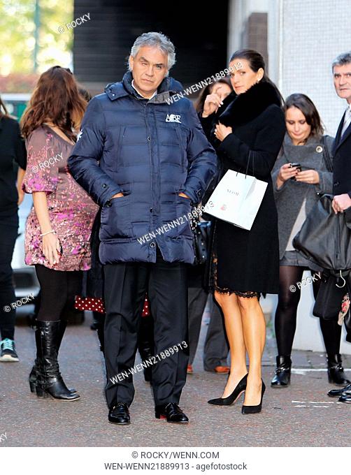 Andrea Bocelli and his wife, Veronica Berti outside the ITV studios Featuring: Andrea Bocelli, Veronica Berti Where: London