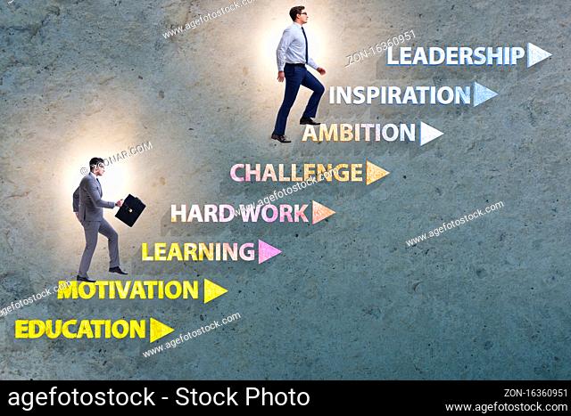 Businessman climbing the carrer ladder success factors