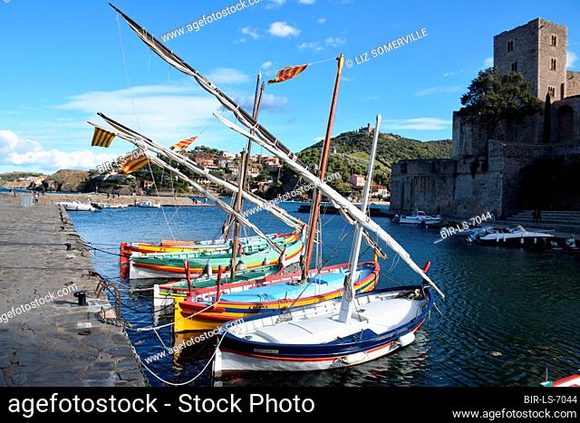 Traditional Catalan boats, Collioure, Pyrenees-Orientales, Southern France 2022
