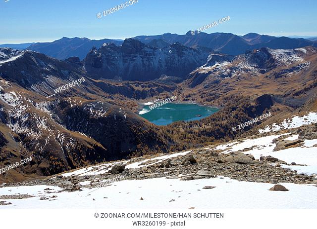 Lac d'Allos seen from the slopes of Mont Pelat Adobe RGB