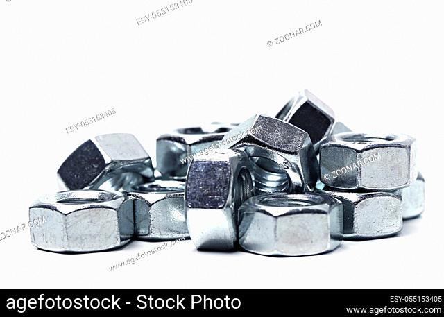 Heap of nuts on a white background
