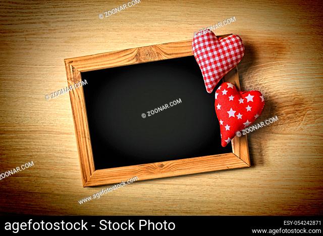 Valentine's Day. Mothers Day, March 8. Empty frame and hearts. Copy space, flat lay.Father's day 2 June