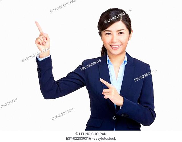 Businesswoman with finger point out
