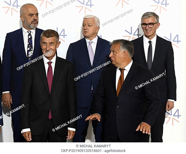 L-R Prime Minister of Albania Edi Rama, PM of Czech Republic Andrej Babis, PM of Montenegro Dusko Markovic, PM of Hungary Viktor Orban and Charge d'affaires of...