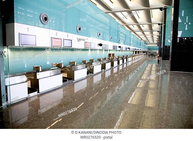Check-in counters of Bengaluru international airport , Bangalore , Karnataka , India