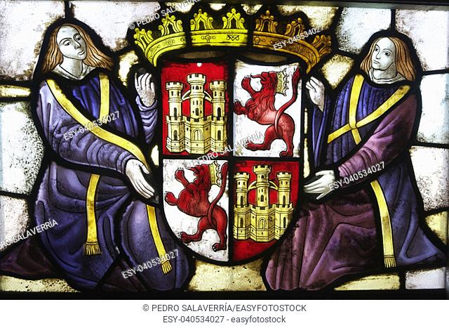 closeup of a coat of arms in Segovia Alcazar, Spain