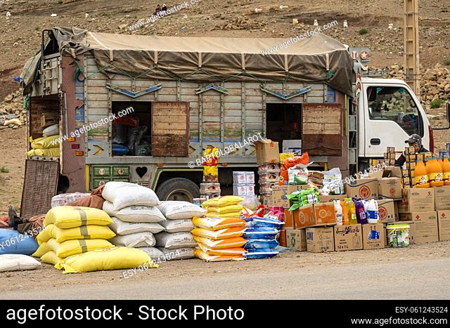 Berber market in Tamtatouch, Todra valley, High Atlas, Morocco, Africa