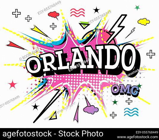 Orlando Comic Text in Pop Art Style Isolated on White Background. Vector Illustration
