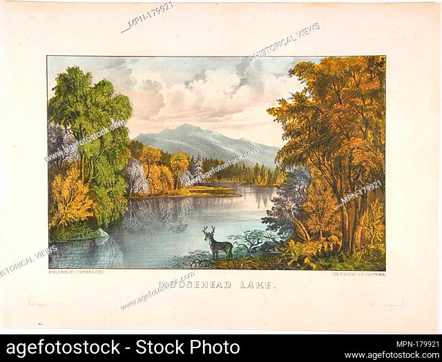 Moosehead Lake, Maine. Publisher: Currier & Ives (American, active New York, 1857-1907); Date: 1857-72; Medium: Hand-colored lithograph; Dimensions: image: 7...