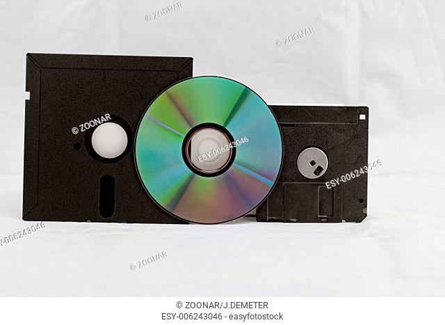 Old Fashion Floppy Disc and Compact Disc ( DVD