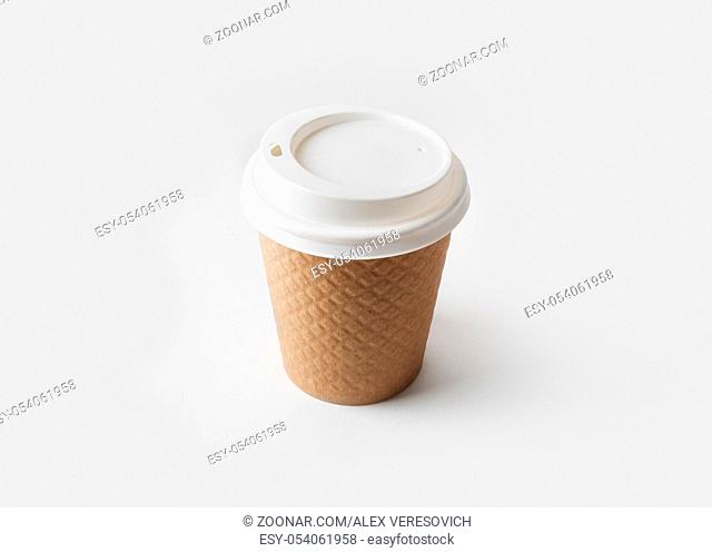 Blank take away kraft coffee cup with cap