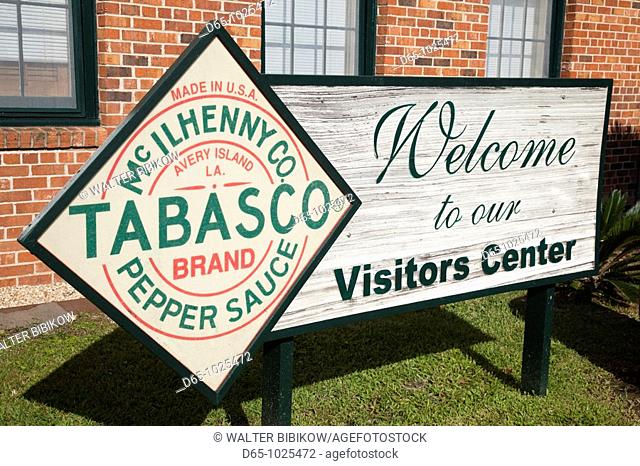 USA, Louisiana, Cajun Country, Avery Island, McIlhenny Tabasco Sauce Factory, sign
