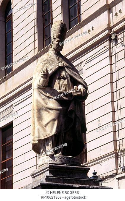 Palermo Sicily Italy Statue Of Pope Saint Sergio Outside Palermo Cathedral Santa Maria Assunta Saint Mary Of The Assumption
